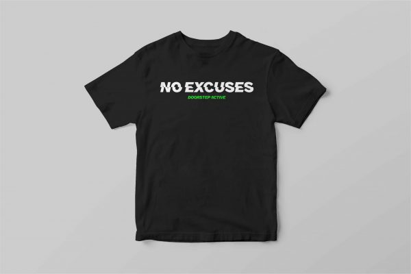 NO EXCUSES TEE <br> MENS BLACK