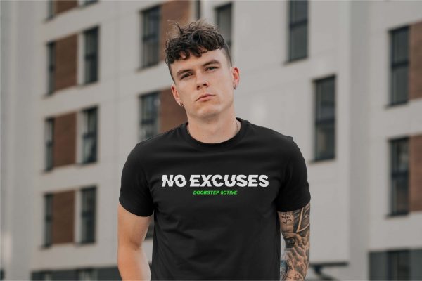 NO EXCUSES TEE <br> MENS BLACK - Image 2