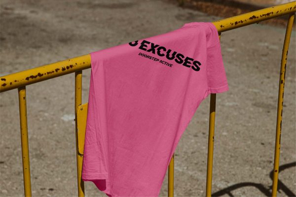 NO EXCUSES TEE <br> WOMENS NEON PINK - Image 3